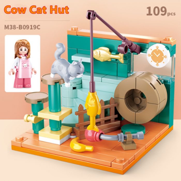 Sluban Building Block Toys Mini Handcrafts 4 IN 1 B0919 Pets House Set Garfield Family Cat 1 - LOZ MALL