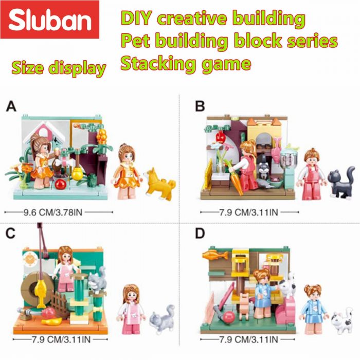 Sluban Building Block Toys Mini Handcrafts 4 IN 1 B0919 Pets House Set Garfield Family Cat 2 - LOZ MALL