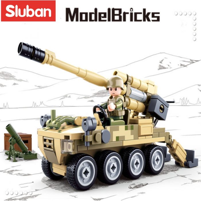 Sluban Building Block Toys Morden Military 120 Wheeled Self propelled Artillery 159PCS Bricks B0751 Army Truck 1 - LOZ MALL