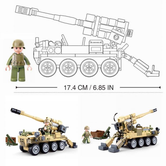 Sluban Building Block Toys Morden Military 120 Wheeled Self propelled Artillery 159PCS Bricks B0751 Army Truck 2 - LOZ MALL