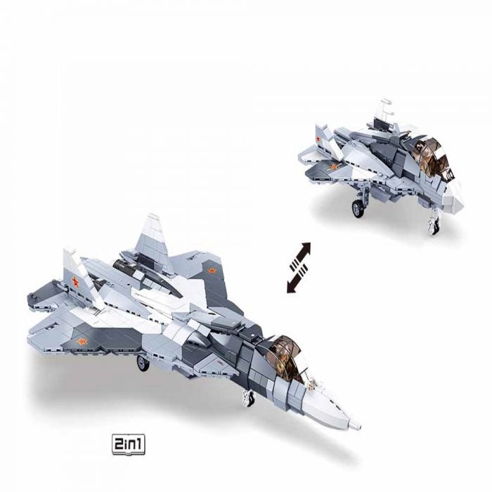 Sluban Building Block Toys Morden Military B0986 SU 57 Fighter 893PCS Bricks Airplane Fighter Jet Compatbile 1 - LOZ MALL