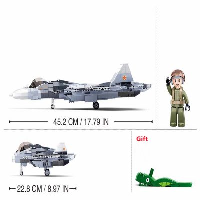 Sluban Building Block Toys Morden Military B0986 SU 57 Fighter 893PCS Bricks Airplane Fighter Jet Compatbile 2 - LOZ MALL