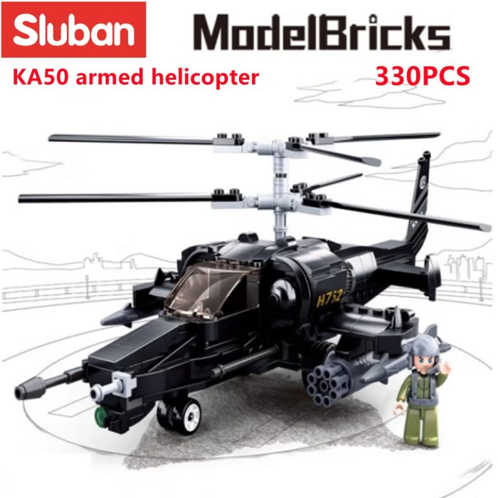 Sluban Building Block Toys Morden Military KA 50 Armed Helicopter 330PCS Bricks B0752 Army Truck Compatbile 1 - LOZ MALL