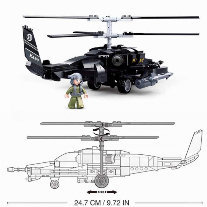 Sluban Building Block Toys Morden Military KA 50 Armed Helicopter 330PCS Bricks B0752 Army Truck Compatbile 3 - LOZ MALL