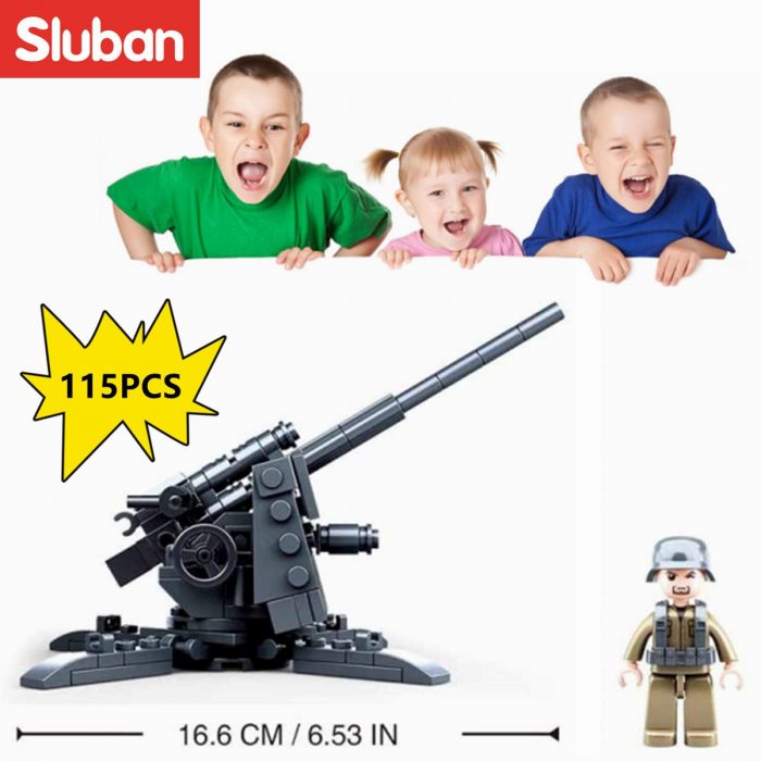 Sluban Building Block Toys WW2 Army 88mm Flak Anti Tank Gun 115PCS Bricks B0852 Military Construction 1 - LOZ MALL