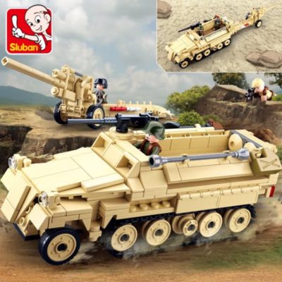Sluban Building Block Toys WW2 Army SDKFZ251 Half Track Cannon 460PCS Bricks B0695 Military Construction Fit - LOZ MALL