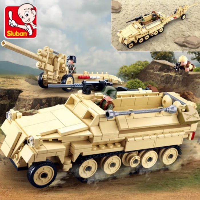 Sluban Building Block Toys WW2 Army SDKFZ251 Half Track Cannon 460PCS Bricks B0695 Military Construction Fit - LOZ MALL