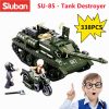Sluban Building Block Toys WW2 Army SU85 Tank Destroyer 338PCS Bricks B0687 Military Construction Compatbile With - LOZ MALL