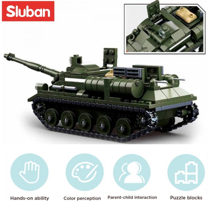 Sluban Building Block Toys WW2 Army SU85 Tank Destroyer 338PCS Bricks B0687 Military Construction Compatbile With 2 - LOZ MALL