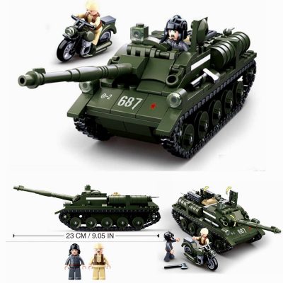 Sluban Building Block Toys WW2 Army SU85 Tank Destroyer 338PCS Bricks B0687 Military Construction Compatbile With 3 - LOZ MALL