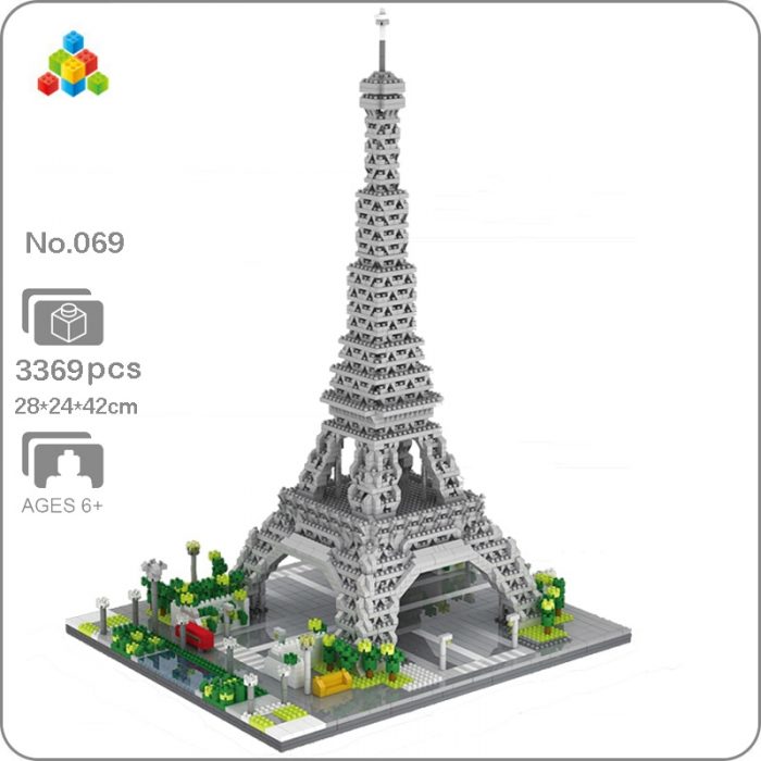 YZ 069 World Architecture Paris Eiffel Tower Bus Street Lamp Square Diamond Blocks Bricks Building Toy - LOZ MALL