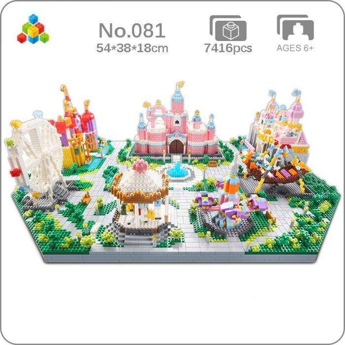 YZ 081 Architecture Amusement Park Castle Ferris Wheel Merry go round Tree Mini Diamond Blocks Bricks - LOZ MALL