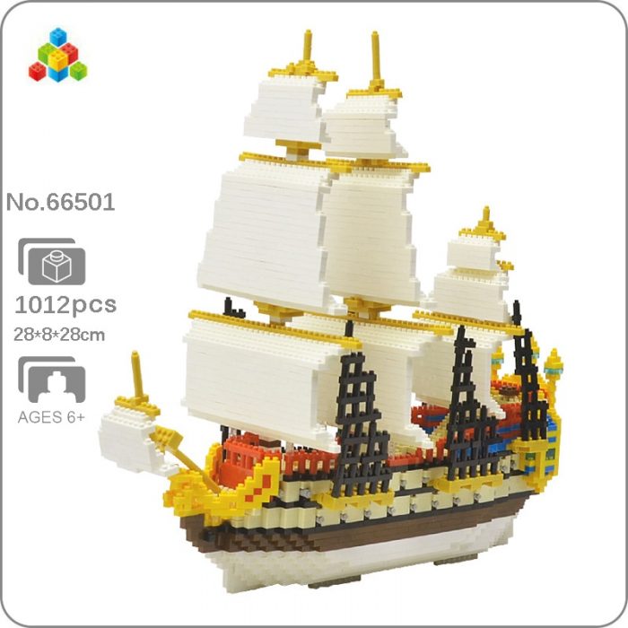 YZ 66501 Caribbean Pirate Sailing Ship Boat Sailboat Model DIY Mini Diamond Blocks Bricks Building Toy - LOZ MALL