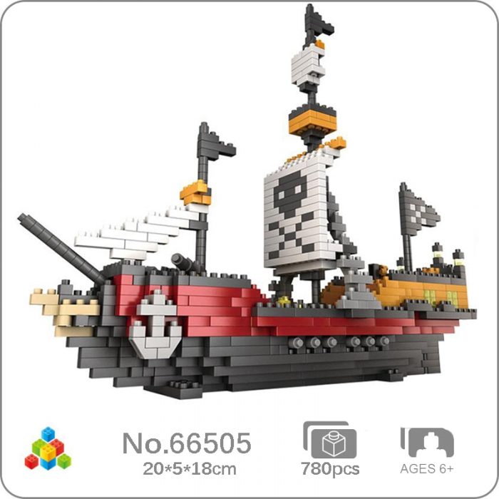 YZ 66505 Caribbean Pirate Ship Skull Flag Sailer Attack Boat 3D Mini Diamond Blocks Bricks Building - LOZ MALL