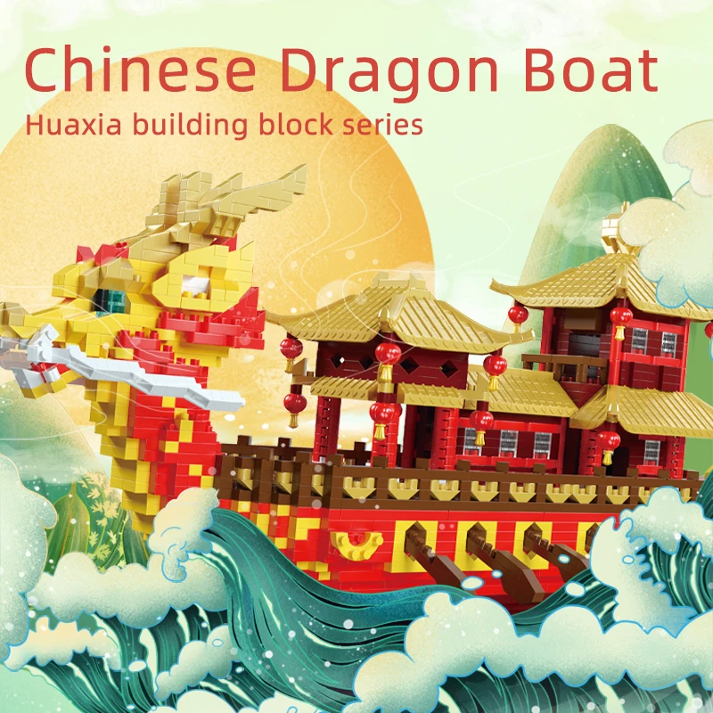 3236pcs Mini City Chinese Traditional Royal Dragon Boat Architecture Building Blocks Festival Bricks Toys for Children 1 - LOZ MALL