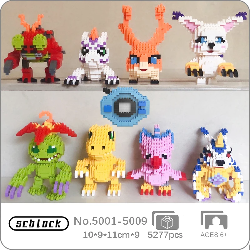 SC Digimon Agumon Gabumon Piyomon Tentomon Palmon Patamon Tailmon Digital Monster Mini Diamond Blocks Bricks Building - LOZ MALL